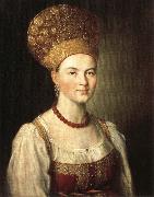 Ivan Argunov Portrait of Peasant Woman in Russian Costume china oil painting artist